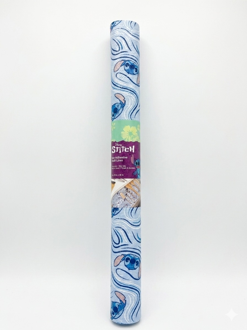 Disney Stitch Blue Patterned Non Adhesive shelf Liner Roll 18x48